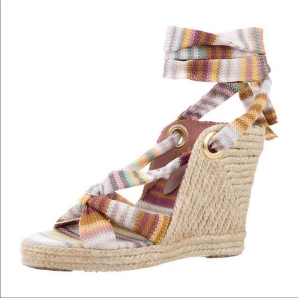 Missoni Multicolor Ankle Wrap Wedges Size 6.5 - Picture 2 of 6